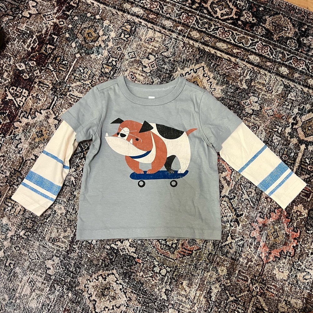 Tea Collection Bulldog Double Sleeve Tee